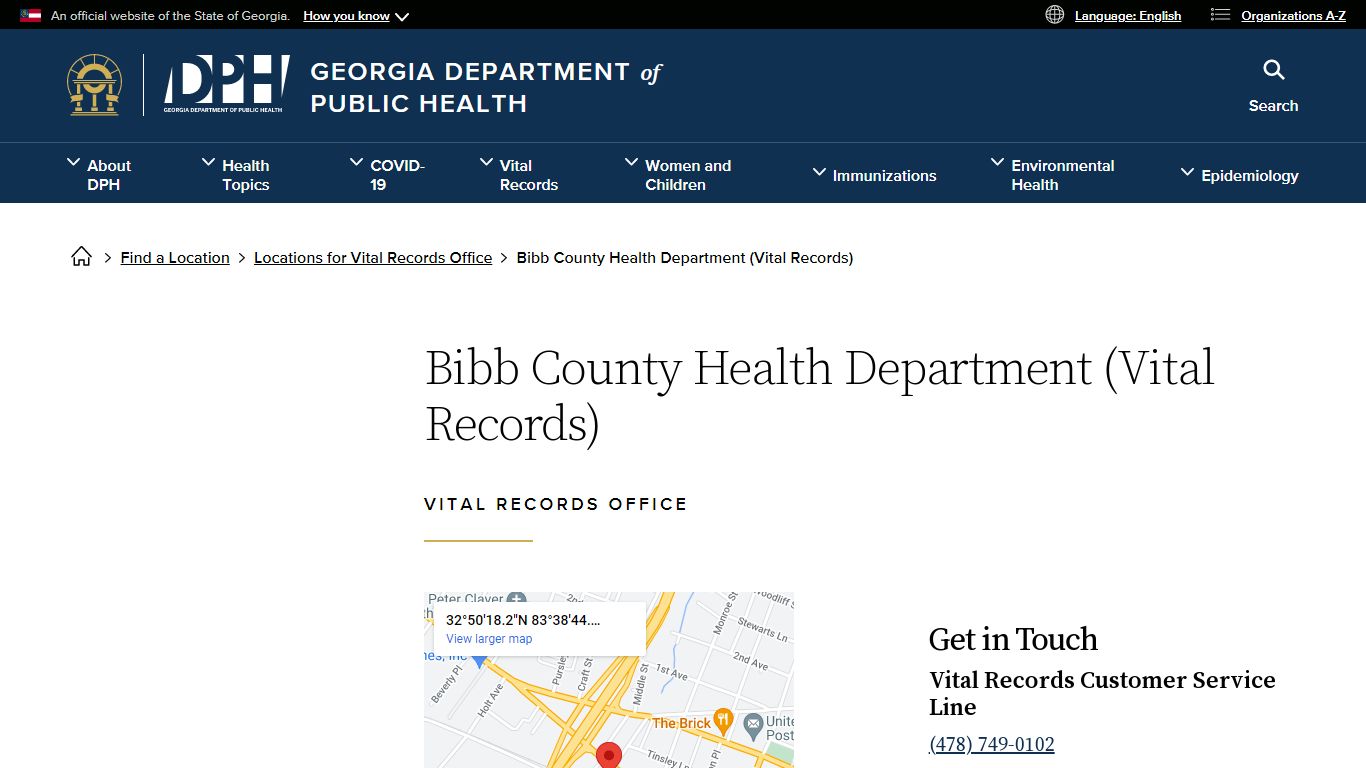 Bibb County Health Department (Vital Records) | Georgia ...